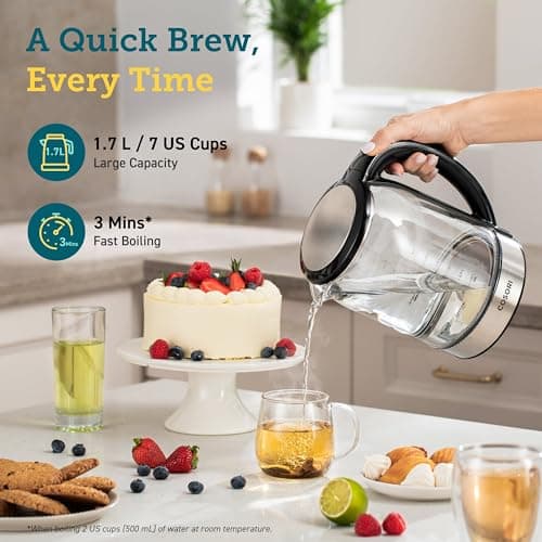 Cosori Electric Kettle Temperature Control with 6 Presets, 60min Keep Warm 1.7L Electric Tea Kettle & Hot Water Boiler, 304 Stainless Steel Filter, Auto-Off & Boil-Dry Protection, BPA Free, Black — view 4