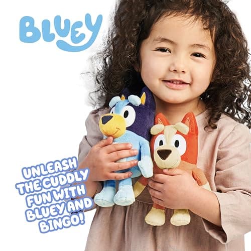 Bingo & Bluey Plush Toys 2-Pack, Soft Deluxe Fabric, Embroidered