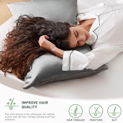 Love's cabin Satin Pillowcase for Hair and Skin (Dark Gray, 20x30 inches) Similar to Silk Pillow Cases, Pillow Cases Queen Size Set of 2 - Satin Cooling Pillow Covers with Envelope Closure — view 3