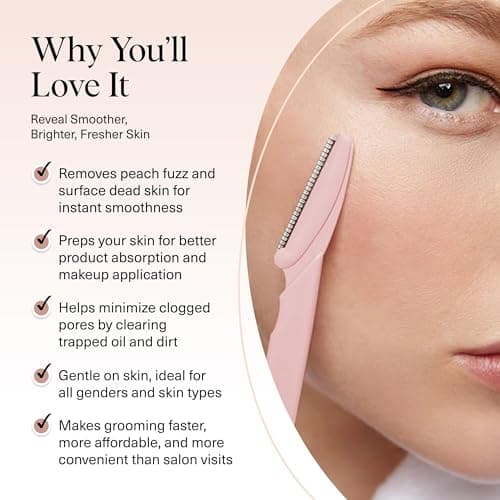 Kitsch Dermaplane Razor for Women Face – Face Razors for Women & Men, Eyebrow Trimmer & Face Shaver – Exfoliating Facial Razor & Skin Care Tool for Smoother Skin - Blush, 12 pcs — view 2