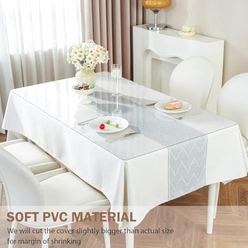 LovePads Clear Table Cover Protector 36 x 60 Inch, 1.5mm Thick Plastic Table Cover, Table Protector for Dining Room Table, Waterproof Vinyl Tablecloth Table Pad Mat for Kitchen, Dresser, Writing Desk — view 3