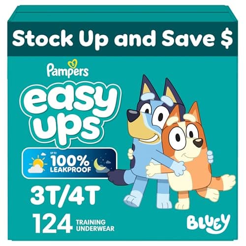 Pampers Training Pants - Easy Ups Boys & Girls Bluey - Size 3T-4T, 124 Count, Children's Potty Underwear (Packaging May Vary)