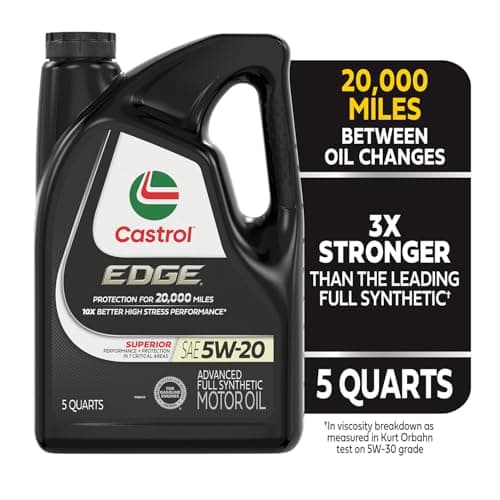 Castrol 03083 Edge 5W-20 Advanced Full Synthetic Motor Oil, 5 Quart
