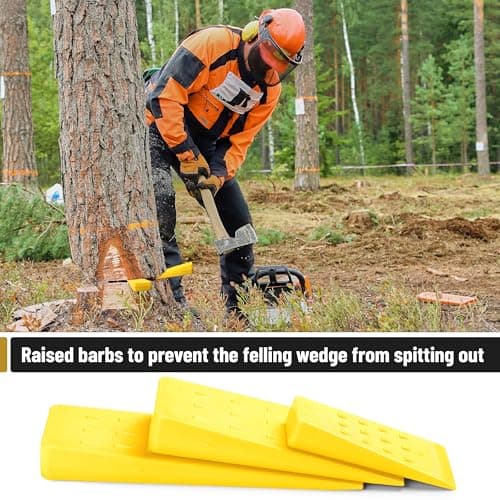 UNCO- Tree Felling Wedges with Spikes, 6 pcs, 5.5", 8" & 10", Yellow Wedges with Storage Bag, Splitting Wedge, Plastic Wedges for Tree Cutting, Logging Tools and Equipment, Chainsaw Wedges for Trees — view 3