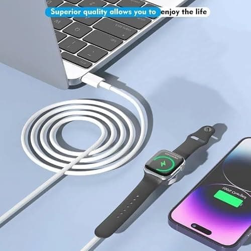 2 in 1 USB C Apple Watch Charger Cable,[MFi Certified] iPhone Fast Magnetic iWatch 6ft Type C Charging Cord for i Watch Series 11/10/Ultra/9/8/7/SE/6/5/4/3/2/1,iPhone 17 Pro/17 Air/16 Pro Max/15 Plus — view 3