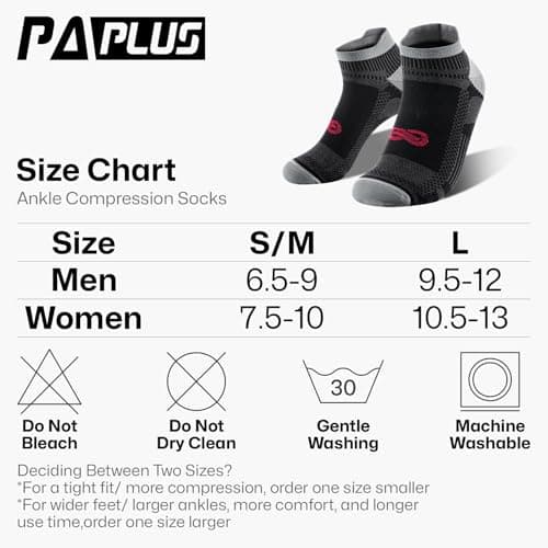 PAPLUS Ankle Compression Socks Women and Men 2/4/6 Pairs, Low Cut Compression Running Socks Men with Ankle Support — view 2