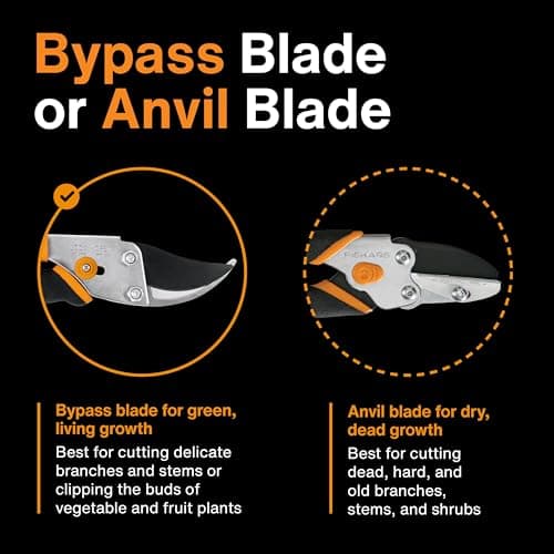 Fiskars Bypass Pruning Shears, 5/8" Cut Capacity Gardening Scissors, Self-Cleaning Sap Groove Prevents Sticking, Non-Slip Grip for Cutting Stems & Branches, Sharp Steel Blades w/ Low-Friction Coating — view 5