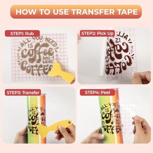 YRYM HT Transfer Tape for Vinyl -12" x 12 FT w/Red Alignment Grid Transfer Paper, Medium Tack Vinyl Transfer Tape for Adhesive Vinyl for Signs Stickers Decals Walls Doors & Windows — view 4