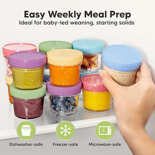 KeaBabies 12pk 4oz Glass Baby Food Containers with Lids, Leak-Proof (Nord) — view 3