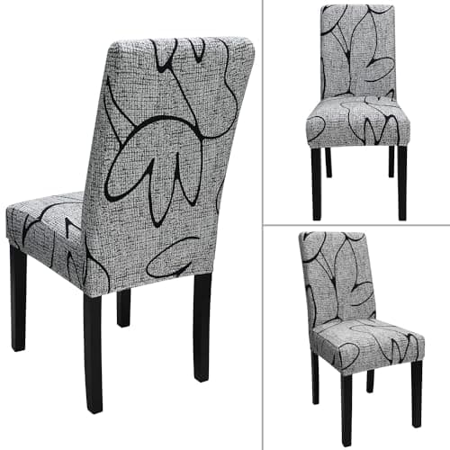 Keyroal Dining Room Chair Covers Set of 6, Stretch Printed Parsons Chair Slipcovers Spandex Removable Washable Kitchen Chair Protector Cover for Dining Room, Hotel, Ceremony — view 2