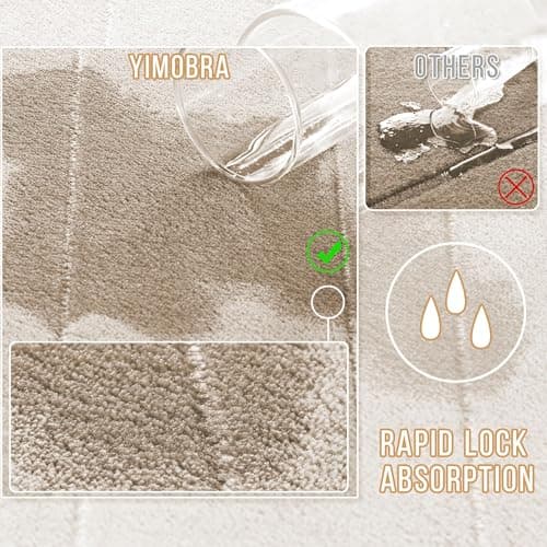 Yimobra Memory Foam Bath Mat Large Size 44 x 24 Inches, Comfortable, Soft, Super Water Absorption, Machine Wash, Non-Slip, Thick, Easier to Dry for Bathroom Floor Rug, Beige — view 3