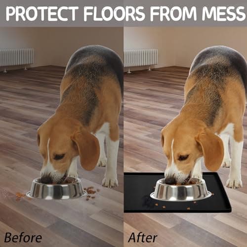 MateeyLife Silicone Cat & Dog Food Mat for Floors Waterproof, Anti-Slip Dog Bowl Mats for Food and Water, Pet Feeding Tray with Lip to Prevent Spills, Pet Placemat for Messy Drinkers to Protect Floor — view 5
