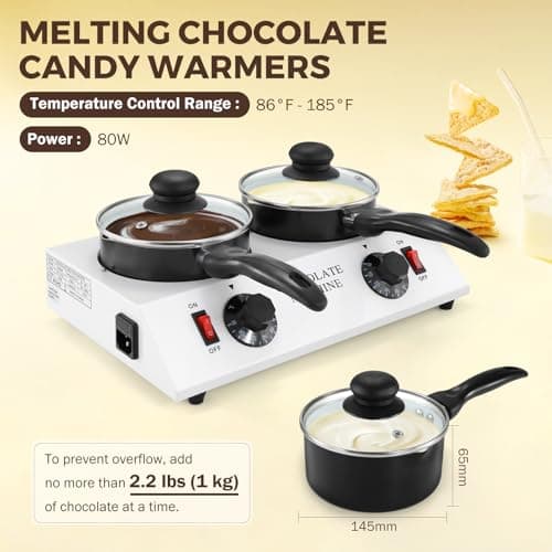 POWLAB 80W Electric Chocolate Melting Pot, Dual Tempering Machine