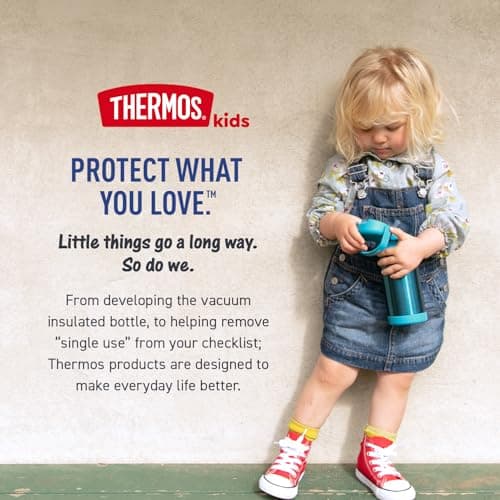 THERMOS FUNTAINER Water Bottle with Straw - 12 Ounce - Kids Stainless Steel Vacuum Insulated Water Bottle with Lid, Blue/Green — view 6