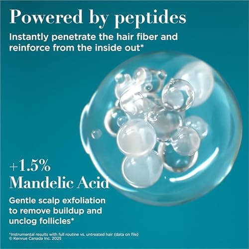 OGX® ProGrowth + Peptide Clarifying Shampoo, Gentle Exfoliating Scalp Shampoo Supports Natural Hair Growth by Removing Scalp Build-Up, 1.5% Mandelic Acid, 385 mL — view 5