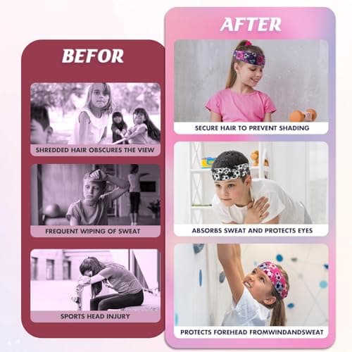 Kids Sports Headbands for Boys - Soccer Sweatbands for Kids, Athletic Headbands for Running, Basketball, Football, and Outdoor Play, Ages 4-9 (Pink&Yellow&Purple, 4-9 Years) — view 3