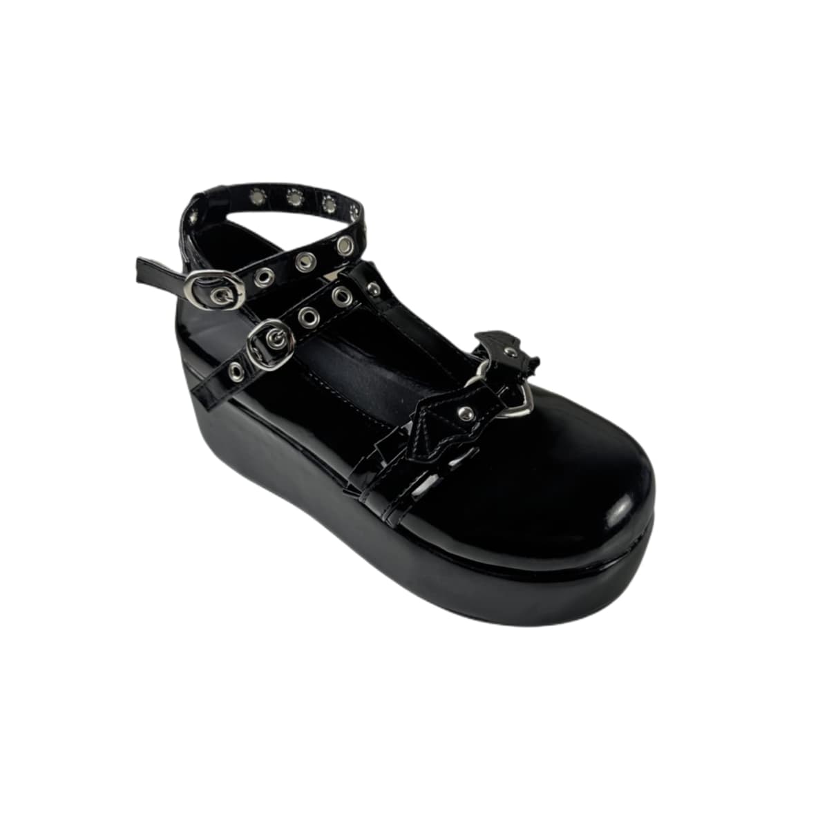 Womens Platform Mary Janes Shoes Sweet Toe Ankle Lolita Gothic Pumps Chunky Patent Leather — view 77