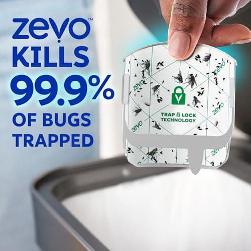 Zevo Compact Flying Insect Trap Kit with Refill Cartridges - Plug-in Indoor Bug Catcher for Gnats, House & Fruit Flies - Blue + UV Light Technology, No Odor, No Mess (1 Plug-in Device + 3 Cartridges) — view 4