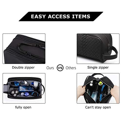 BAGSMART Toiletry Bag for Men, Travel Toiletry Organizer Dopp Kit Water-resistant Shaving Bag for Toiletries Accessories, Door Room Essentials, Black-medium — view 3