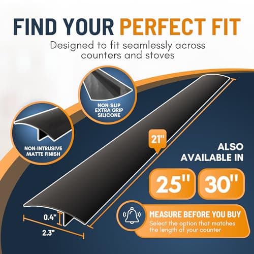 Linda’s Essentials Silicone Stove Gap Covers (2 Pack), Heat Resistant Oven Gap Filler Seals Spaces Between Stovetop and Counter, Easy to Clean Stove Guard (21 Inches, Black)