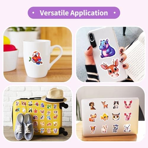 100 Pcs Big Eyes Cute Animal Stickers Bulk for Kids Classroom Boys Girls.Waterproof Vinyl Kawaii Stickers Packs for Water Bottles Phone Laptop Cup.Teacher Reward Sticker Supplies Must Haves — view 5