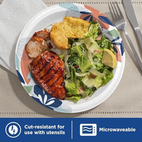Dixie Large Paper Plates, 10 Inch, 54 Count, 2X Stronger*, Microwave-Safe, Soak-Proof, Cut Resistant, Disposable Plates For Everyday Breakfast, Lunch, & Dinner Meals — view 4