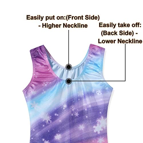 Kidsparadisy Girls Leotards for Gymnastics Outfits Sparkle Kids Sleeveless One-Piece Colorful Dancewear Bodysuit 24-Gradual Purple 9-10Y — view 2