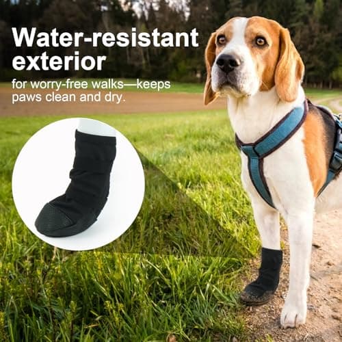 IKIPUKO Dog Boot for Paw Wound Recovery, Anti-Slip Dog Injured Paw Protector, Shoe for Medium Large Dogs, Adjustable Dog Bootie Outdoor to Keep Paw Dry and Clean, Prevent Licking, Dirt and Mud, XL — view 4