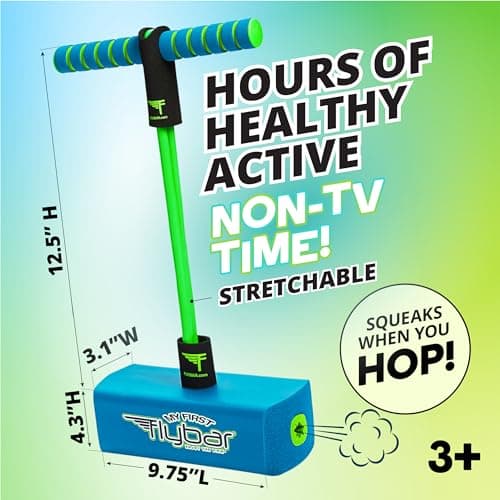 Flybar My First Foam Pogo Jumper for Kids Fun and Safe Pogo Stick, Durable Foam and Bungee Jumper for Ages 3 and up Toddler Toys, Supports up to 250lbs (Blue) — view 3