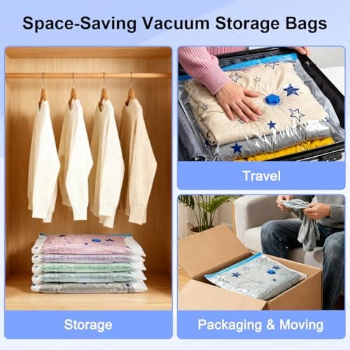 Ceecysaa 6 Pack Vacuum Storage Bags with Hand Pump Space Saver for Clothes — view 3