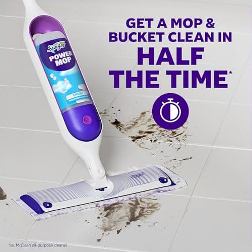 Swiffer PowerMop Mopping Kit for Floor Cleaning, Set Includes 1 Power Mop, 2 Replacement Pads, 1 Liquid Solution Refill, 2 Batteries, No Bucket Needed Electric Spray Cleaner, Multi-Surface and Wood — view 11