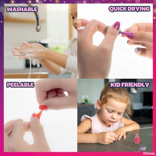 Disney Princess Castle Bottle Peel-Off Water-Based Safe Quick Dry Nail Polish |Gift Kit Set for Kids Tweens Girls, Glittery and Opaque Colors| Ages 3+ (18 Pcs) by Townley Girl — view 5