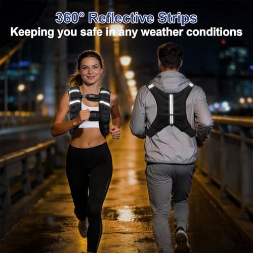 Weighted Vest with Two Adjustment Straps for Men Women, 8lbs/12lbs/16lbs/20lbs Weight Vest with Reflective Stripes for Workout, Strength Training, Running, Fitness, Muscle Building, Weight Loss — view 2