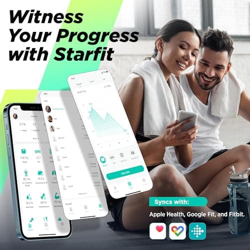 RunStar Smart Scale for Body Weight and Fat Percentage, High Accuracy Digital Bathroom Scale with Large Display for BMI Heart Rate 22 Body Composition Analyzer Sync with Fitness App 400lb — view 4