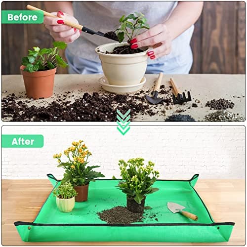 Onlysuki 39.5"X31.5" Large Repotting Mat for Indoor Plants Transplanting Thick Rectangular Waterproof Rpotting Mat Gardening Gifts for Women — view 2