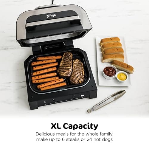Ninja DG551 Foodi Smart XL 6-in-1 Indoor Grill with Air Fry, Roast, Bake, Broil, & Dehydrate, Foodi Smart Thermometer, 2nd Generation, Black/Silver — view 5