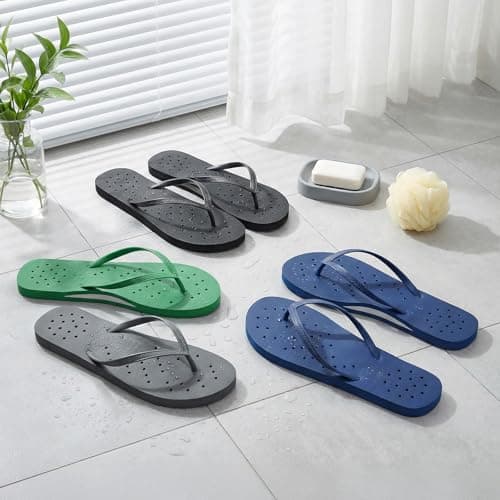 STQ Shower Flip Flops for Men Quick Dry Shower Shoes for College Dorm Gym Locker Room Non-Slip Arch Support Water Sandals with Orthotic Footbed & Drain Holes Dark Grey, Size 11 — view 7