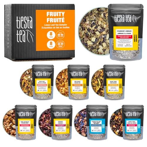Tiesta Tea - Fruity Tea Sampler | 8 Exotic Loose Leaf Tea Blends - Caffeine Free Loose Leaf Tea Sampler | Assorted Fruit & Herbal Teas, Peach, Mango, Cherry - 8 Resealable Sample Pouches