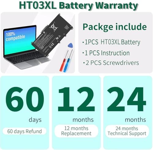 HT03XL L11119-855 Laptop Battery for HP Pavilion 14-CE 14-CF 14-DF 15-CS 15-DA 15-DB 15-DW 17-by 17-CA Series 15-CS0053CL 15-DW0033NR 15-DA0014DX L11421-542 L11421-2C2 HSTNN-UB7J HSTNN-DB8R HT03041XL — view 5