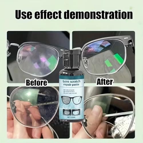 Glasses Scratches Remover For Spectacles, Glasses Lens Scratch Remover, Glass Scratch Repair For Lenses, Eyeglass Cleaner Spray With Sponge, For Camera Screen Watch Phone Windshield Travel Daily — view 2