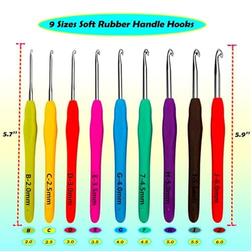 Yarniss Ergonomic Crochet Hooks Set, 9 Sizes Crochet Hooks with Case 2.0mm~6.0mm for Beginner — view 4