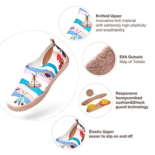 UIN Women's Slip On Sneakers Casual Loafers Knitted Art Painted Comfort Soft Walking Shoes, Summer Elves, 8.5 — view 3