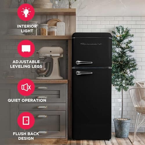Frigidaire EFR756, 2 Door Apartment Size RETRO Refrigerator with Top Freezer, Chrome Handles, 7.5 cu ft — view 2