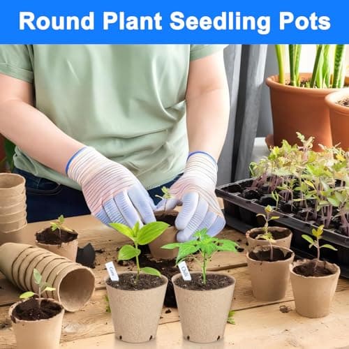 Peat Pots 8 cm, 65 Pcs Seed Starting Pot with Drainage Holes, 3.15 Inch Round Seedling Nursery Box, Small Seed Starting Starter Tray Bulk, Garden Germination Container with Bonus 65 Plant Labels — view 2