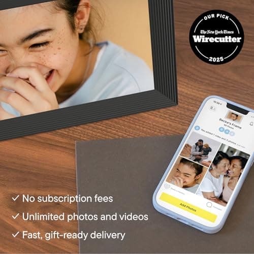 Aura Carver WiFi Digital Picture Frame | The Best Digital Frame for Gifting | Send Photos from Your Phone | Quick, Easy Setup in Aura App | Free Unlimited Storage | Gravel with White Mat — view 5