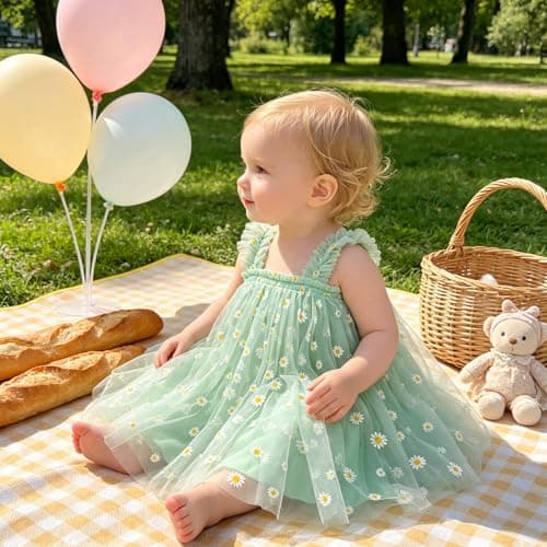 AGQT Toddler Girls Tulle Tutu Dress Sleeveless Kids Princess Birthday Tutu Dresses Formal Party Gowns Light Green Daisy-Lace Size 2-3T — view 2