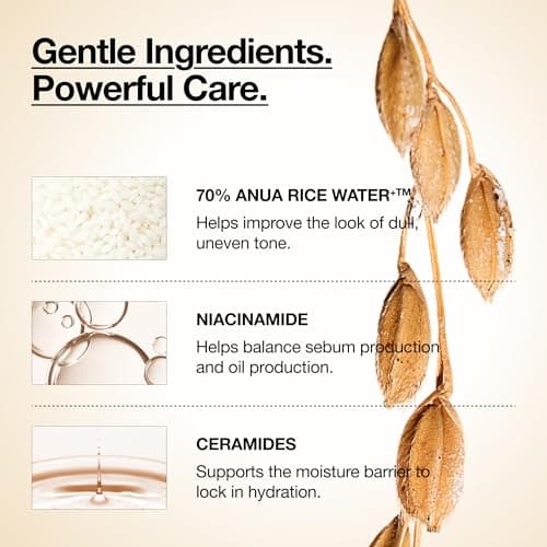 Anua Rice 70 Glow Milky Toner, Glass & Dewy Skin, Hydrating & Barrier Care, Rice Water, Niacinamide, Ceramides, All Skin Types, Fragrance-Free, Non Comedogenic, Korean Skincare, 8.45 fl.oz. — view 3