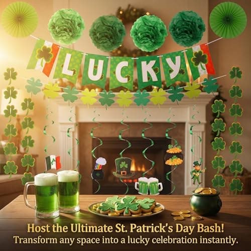 BVXVCB 40ct St. Patrick's Day Decorations Kit, Hanging Swirls, Banner, Shamrock Garlands for St. Patrick's Day Decor, Saint Patrick's Day Party Favor — view 4
