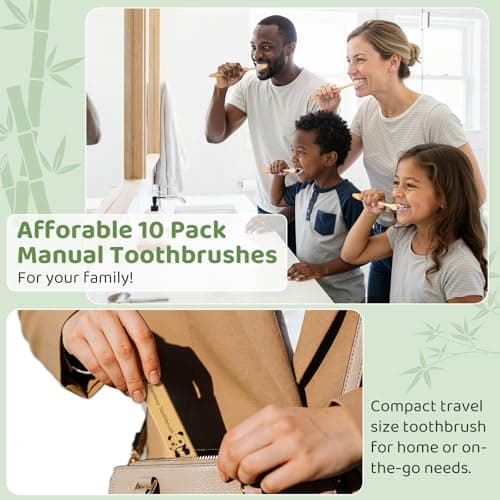 Bamboo Toothbrushes 10 Pack, BPA Free Plant Based Soft Bristle Toothbrush — view 4