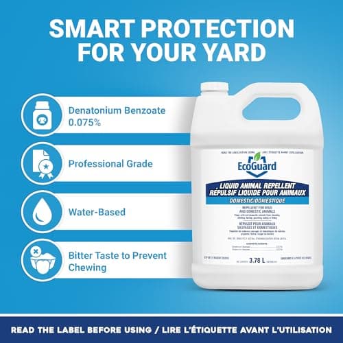 EcoGuard Home And Cottage Liquid Animal Repellent 3.78L | Bitter Anti Chew Spray with Bitrex, For Wild And Domestic Animals | Helps Deter Raccoons, Rabbits, Skunks, Squirrels, Coyotes, Mice, Rats And Other Nuisance Pests | Yard, Home & Garbage Protection | SPRAYER NOT INCLUDED — view 5